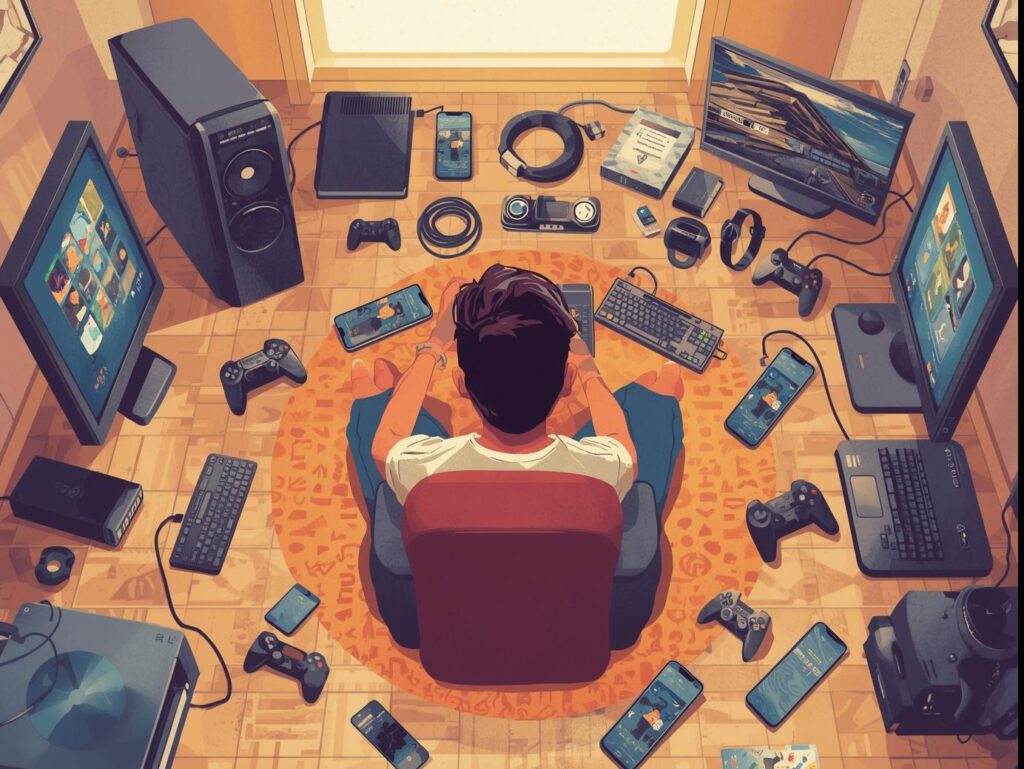 節約しながらゲームを遊ぶイメージ