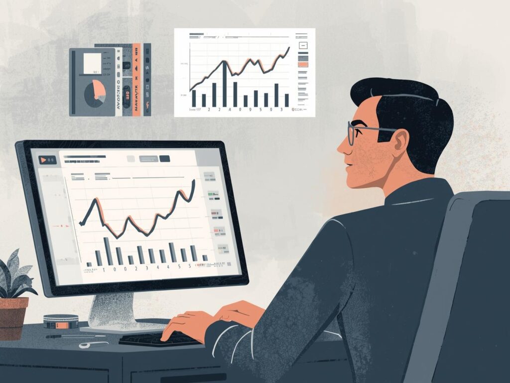 資金管理とルールを守りながら冷静にFX取引する様子
