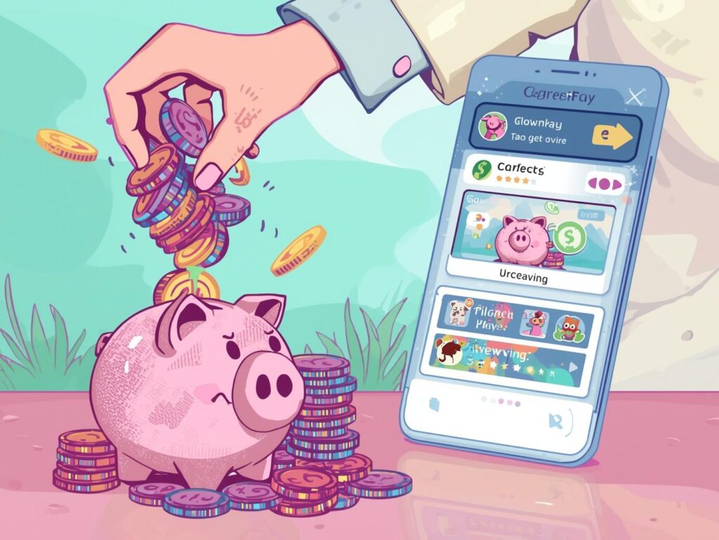 課金を我慢して投資に回すイメージのイラスト