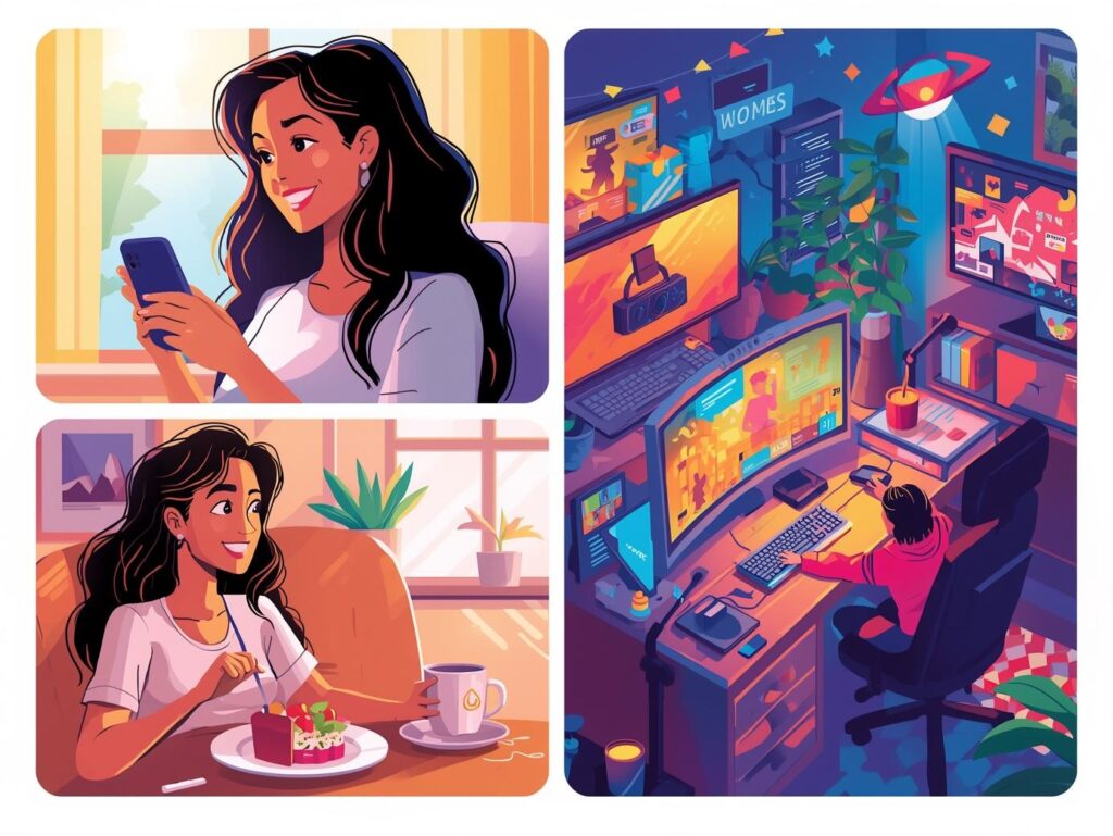 ゲーマー投資家の1日ルーティンイメージのイラスト