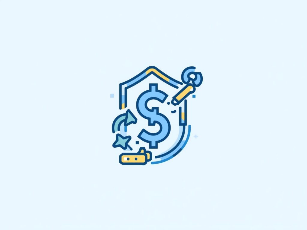 FX初心者が資金を守ることをイメージした盾と通貨記号のイラスト