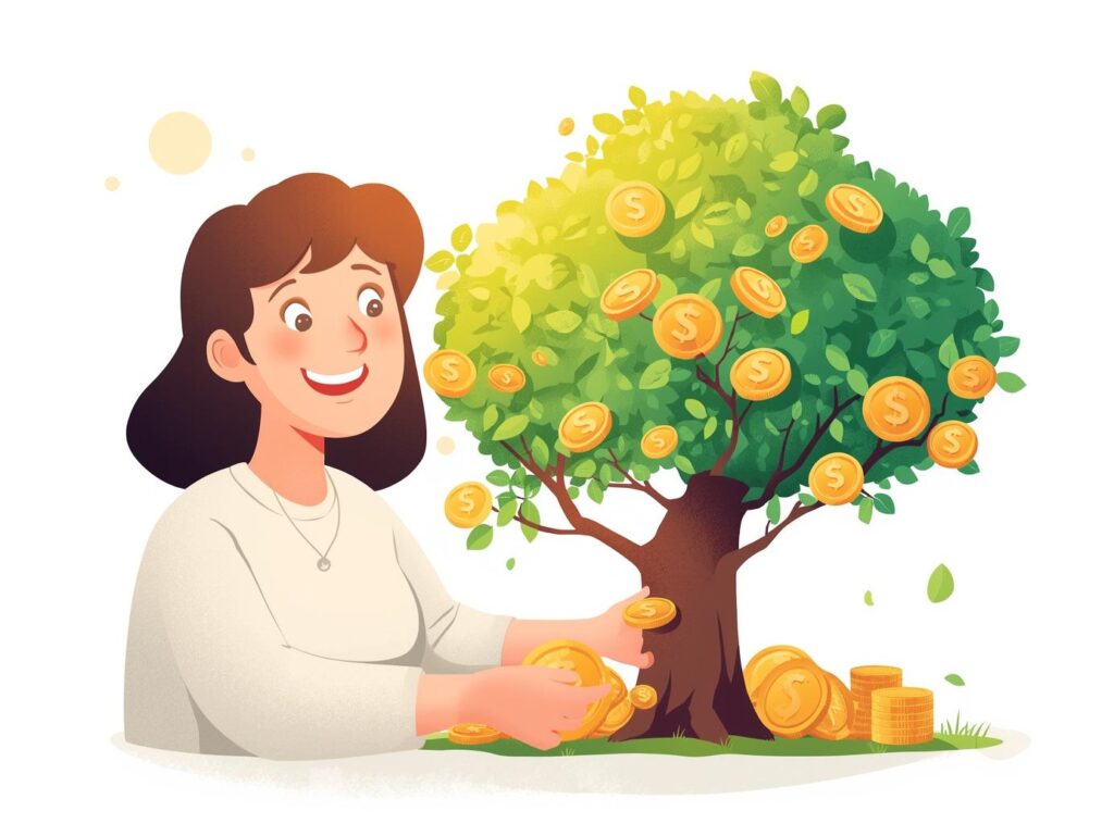 少額投資を継続して成長するイメージのイラスト