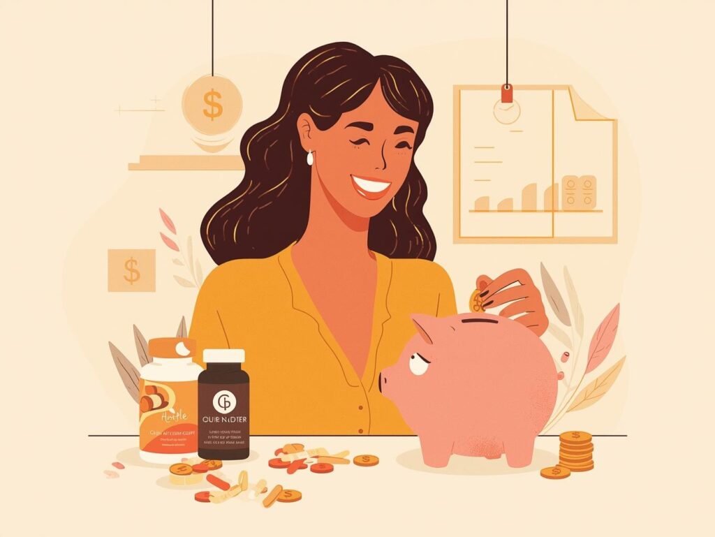 節約で浮いたお金を投資や貯金に回すイメージのイラスト