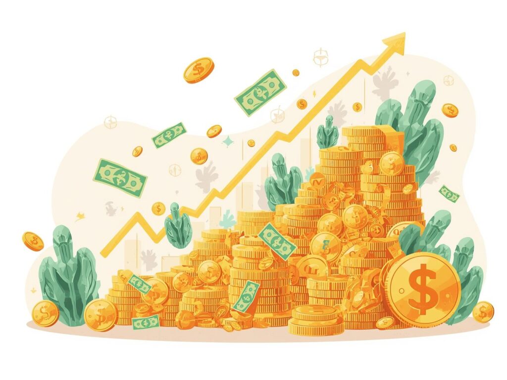 少額投資の複利で資産が増えるイメージ